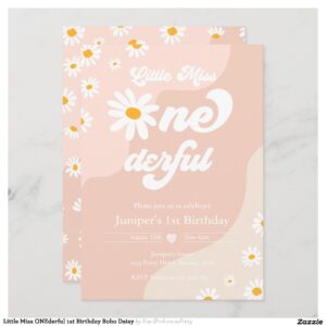 Little Miss ONEderful 1st Birthday Boho Daisy Invitation