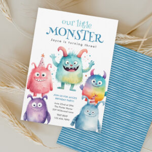 Little Monster Kids Birthday Party Invitation