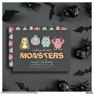 Little Monster Mash Halloween Boy Birthday Invitation