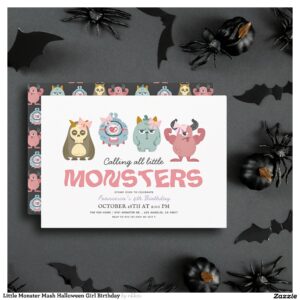 Little Monster Mash Halloween Girl Birthday Invitation