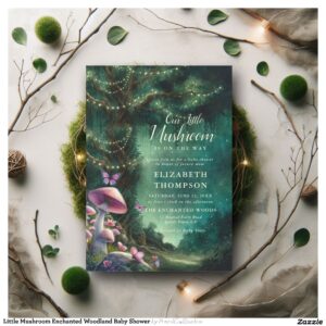 Little Mushroom Enchanted Woodland Baby Shower Invitation