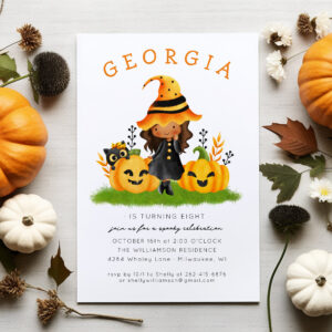 Little Witch Halloween Birthday Invitation