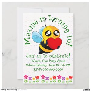 Loving Bee Birthday Invitation