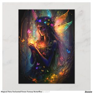 Magical Fairy Enchanted Forest Fantasy Butterflies Postcard