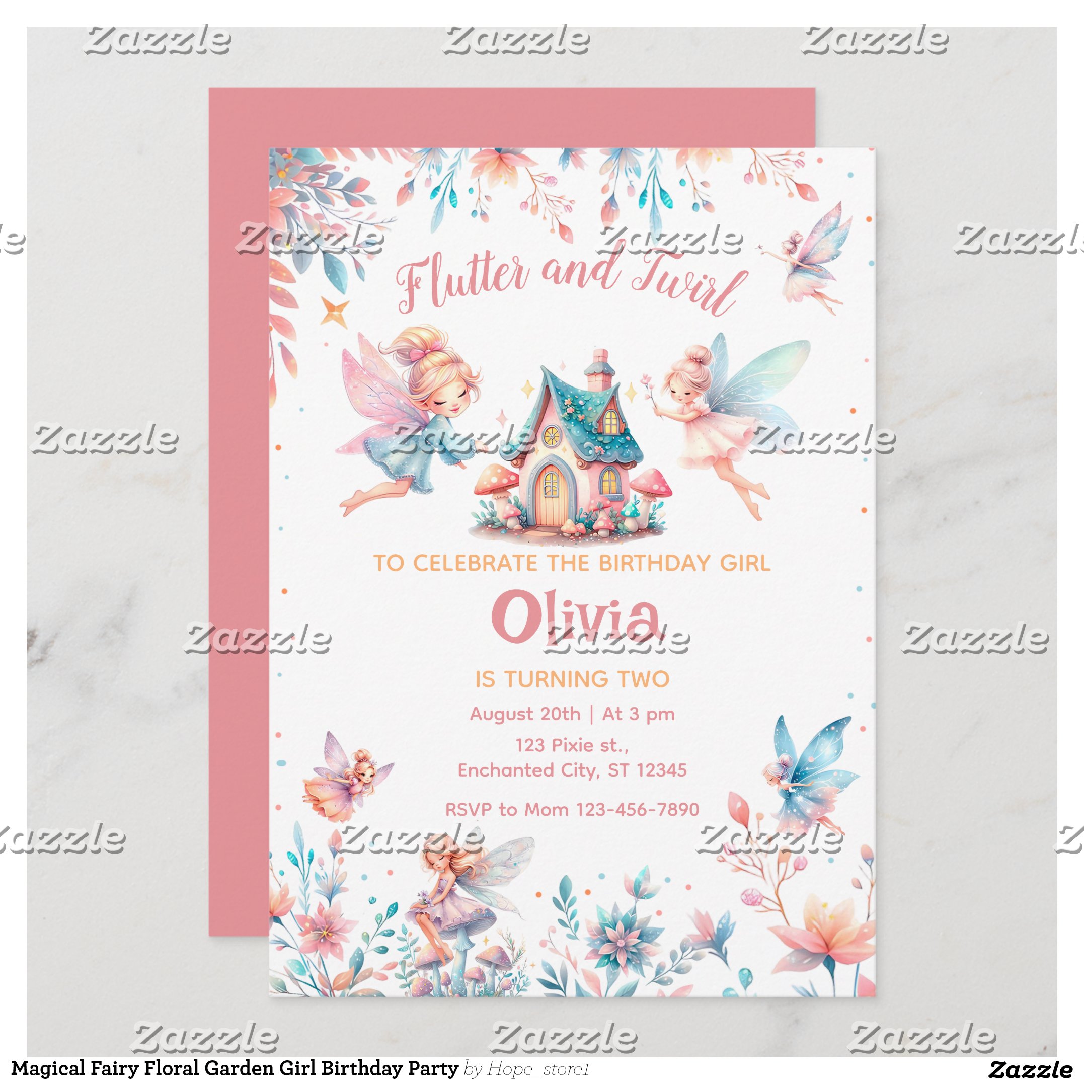 Magical Fairy Floral Garden Girl Birthday Party Invitation