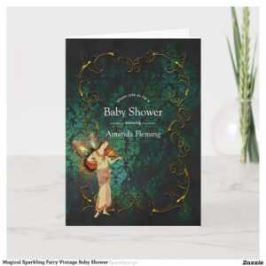 Magical Sparkling Fairy Vintage Baby Shower Invitation