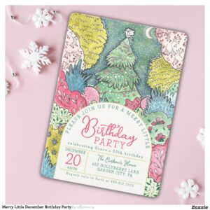 Merry Little December Birthday Party Invitation