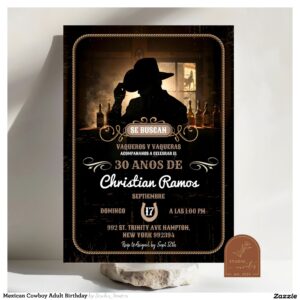 Mexican Cowboy Adult Birthday Invitation
