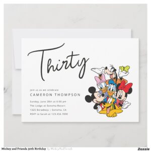 Mickey and Friends 30th Birthday Invitation