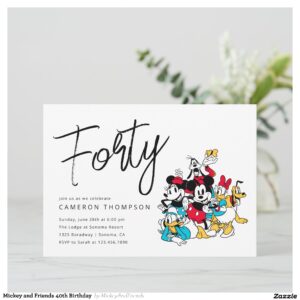 Mickey and Friends 40th Birthday Invitation