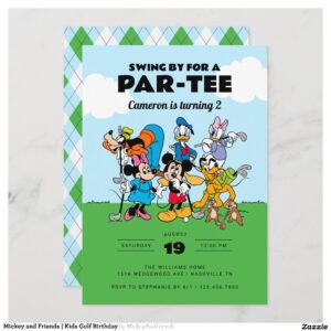 Mickey and Friends Kids Golf Birthday Invitation