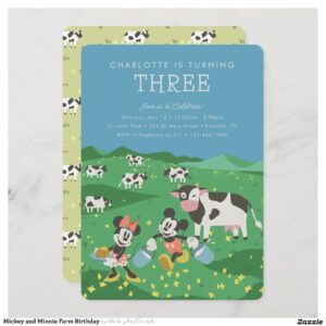 Mickey and Minnie Farm Birthday Invitation