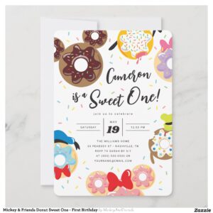Mickey & Friends Donut Sweet One - First Birthday Invitation