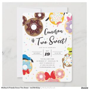 Mickey & Friends Donut Two Sweet - 2nd Birthday Invitation