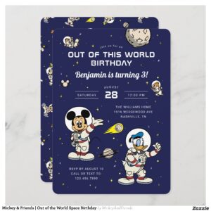 Mickey & Friends Out of the World Space Birthday Invitation