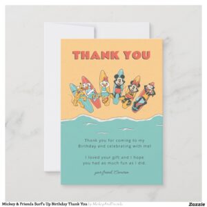 Mickey & Friends Surf's Up Birthday Thank You
