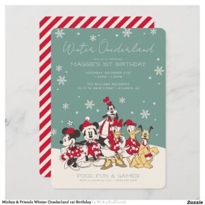 Mickey & Friends Winter Onederland 1st Birthday Invitation