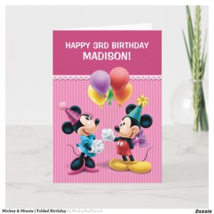 Mickey & Minnie Folded Birthday Card