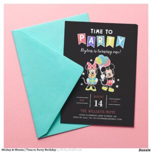 Mickey & Minnie Time to Party Birthday Invitation
