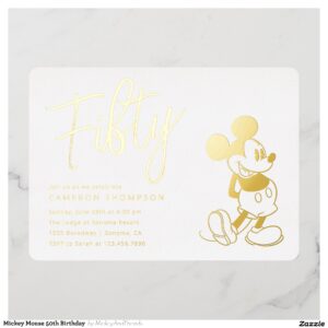 Mickey Mouse 50th Birthday Foil Invitation