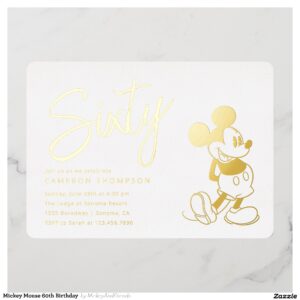 Mickey Mouse 60th Birthday Foil Invitation