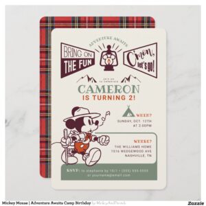 Mickey Mouse Adventure Awaits Camp Birthday Invitation