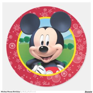 Mickey Mouse Birthday Classic Round Sticker