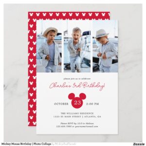Mickey Mouse Birthday Photo Collage Invitation