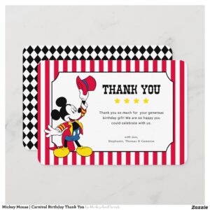 Mickey Mouse Carnival Birthday Thank You