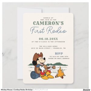 Mickey Mouse Cowboy Rodeo Birthday Invitation