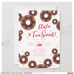 Mickey Mouse Donut Two Sweet - 2nd Birthday Invitation