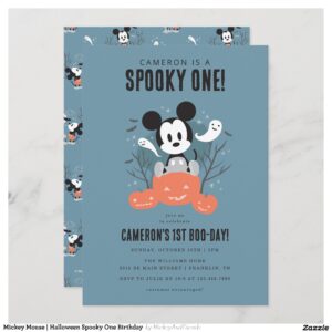 Mickey Mouse Halloween Spooky One Birthday Invitation