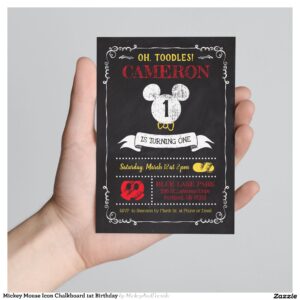 Mickey Mouse Icon Chalkboard 1st Birthday Invitation