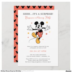 Mickey Mouse Surprise Birthday Invitation