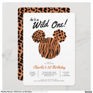 Mickey Mouse Wild One 1st Birthday Invitation