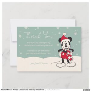 Mickey Mouse Winter Onederland Birthday Thank You