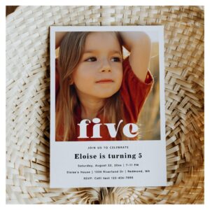 Minimalist 5th Birthday Invitation 5th Birthday
