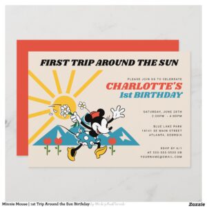 Minnie Mouse 1st Trip Around the Sun Birthday Invitation