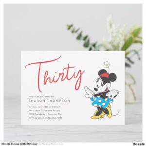 Minnie Mouse 30th Birthday Invitation