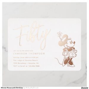 Minnie Mouse 50th Birthday Foil Invitation