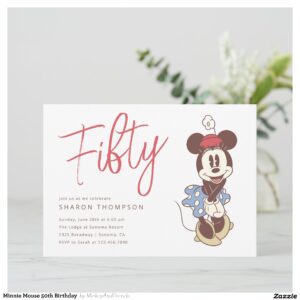 Minnie Mouse 50th Birthday Invitation