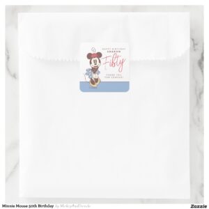 Minnie Mouse 50th Birthday Square Sticker