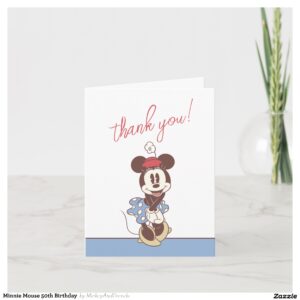Minnie Mouse 50th Birthday Thank You Card
