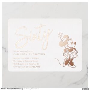 Minnie Mouse 60th Birthday Foil Invitation