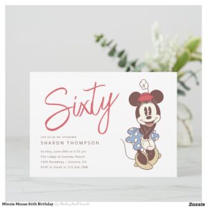 Minnie Mouse 60th Birthday Invitation