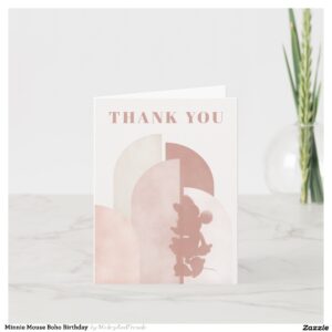 Minnie Mouse Boho Birthday Thank You Card
