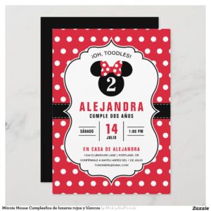 Minnie Mouse Cumplea?os de lunares rojos y blancos Invitation