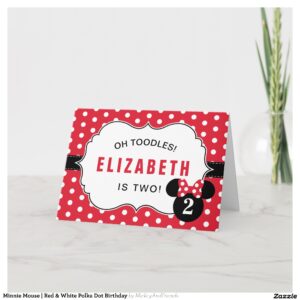 Minnie Mouse Red & White Polka Dot Birthday Card
