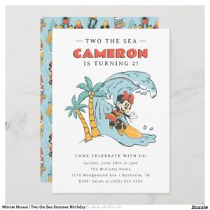 Minnie Mouse Two the Sea Summer Birthday Invitation