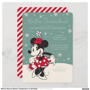 Minnie Mouse Winter Onederland 1st Birthday Invitation